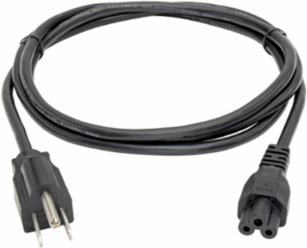 3-Slot Power Cord, NEMA 5-15P to C5, 3 ft., 10A, 125V, 18 AWG, Black