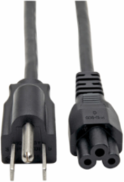 3-Slot Power Cord, NEMA 5-15P to C5, 3 ft., 10A, 125V, 18 AWG, Black