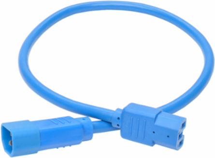 Power Cord C14 to C15, 2 Ft., Heavy Duty 14 AWG, 15A, 250V, Blue