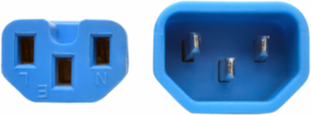 Power Cord C14 to C15, 2 Ft., Heavy Duty 14 AWG, 15A, 250V, Blue