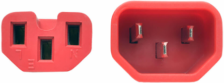 Power Cord C14 to C15, 14 AWG, 2 Ft., 15A, 250V, Red