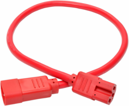 Power Cord C14 to C15, 14 AWG, 2 Ft., 15A, 250V, Red