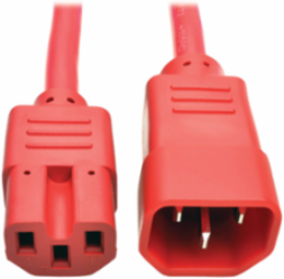 Power Cord C14 to C15, 14 AWG, 2 Ft., 15A, 250V, Red