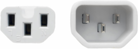 Heavy-Duty Power Cord C14 to C15, 14 AWG, 15A, 250V, 3 Foot, White
