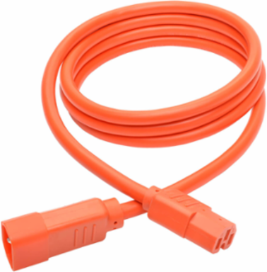 6 ft. Power Cord C14 to C15, Heavy Duty, 15A, 250V, 14 AWG, Orange
