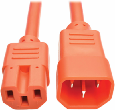 6 ft. Power Cord C14 to C15, Heavy Duty, 15A, 250V, 14 AWG, Orange