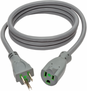 Hospital-Grade Extension Cord 6 ft, 14 AWG, NEMA 5-15P-HG to 5-15R, Gray