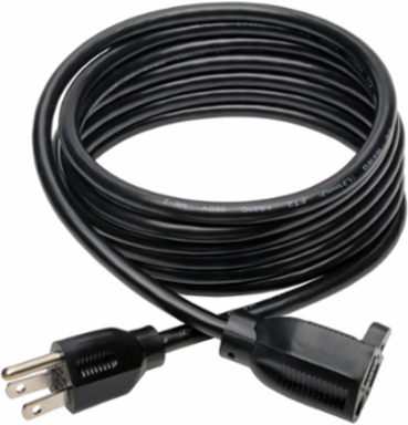 10 Foot Power Extension Cord, NEMA 5-15P to NEMA 5-15R, 13A, 120V
