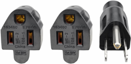 Extension Cord Y Splitter, 13A, 120V, 16 AWG, 1.5 ft., Black