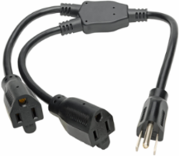 Extension Cord Y Splitter, 13A, 120V, 16 AWG, 1.5 ft., Black