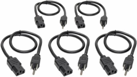 Desktop Computer Power Cord, NEMA 5-15P to C13, 2 ft., 10A, 125V