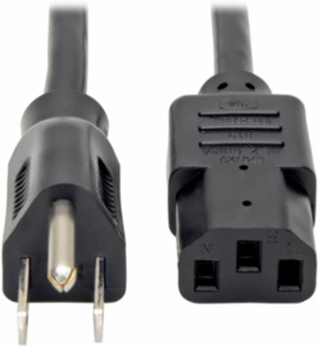 Desktop Computer Power Cord, NEMA 5-15P to C13, 2 ft., 10A, 125V