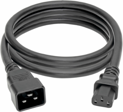 C20 to C13 Heavy Duty Power Cord, 7 ft., 15A, 100-250V, 14 AWG, Black