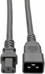 C20 to C13 Heavy Duty Power Cord, 7 ft., 15A, 100-250V, 14 AWG, Black