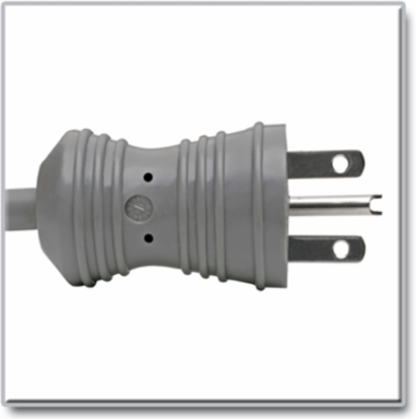 Hospital-Grade Power Cord 14 AWG, 6 ft., NEMA 6-15P to C19, 15A, 250V, Gray