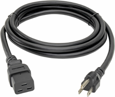 Heavy-Duty Computer Power Cord, C19 to NEMA 5-15P, 10 ft, 14 AWG, 15A, 125V