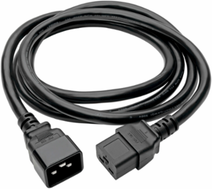 10 ft. C19 to C20 Power Extension Cord, 15A, 250V, 14 AWG, Black