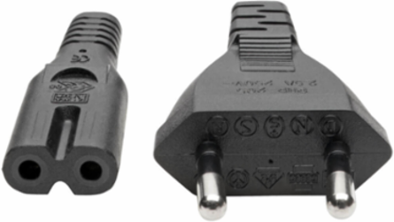 European Power Cord C7 to Schuko 6 ft., 2.5A, 250V, 18 AWG, Black