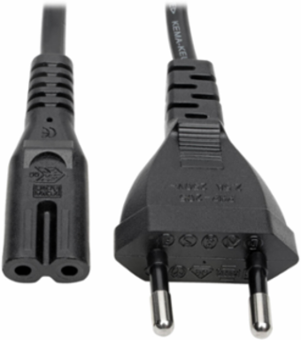European Power Cord C7 to Schuko 6 ft., 2.5A, 250V, 18 AWG, Black