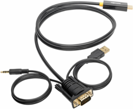 VGA + Audio to HDMI Adapter Cable, 6 ft, 1920 x 1080 @ 60 Hz