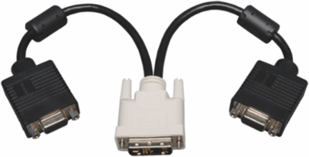 DVI to VGA Y Splitter Adapter Cable, 1 ft, DVI-I Male to 2x VGA Female, 2048x1536 Res