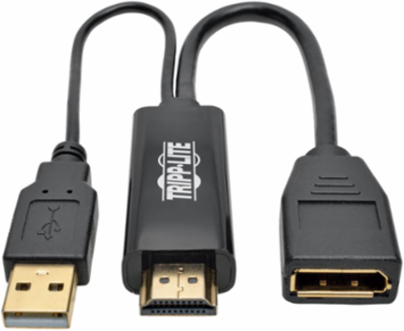 4K HDMI to DisplayPort Active Adapter, 6 Inch, USB Power, 30Hz, HDCP 1.3