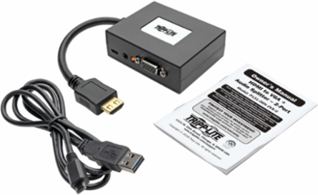 HDMI to VGA and Audio Adapter, 6 Inch, Black, Dual 3.5mm Audio Output