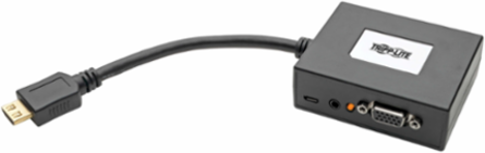HDMI to VGA and Audio Adapter, 6 Inch, Black, Dual 3.5mm Audio Output