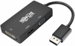 DisplayPort to HDMI/DVI/VGA Converter Adapter, 4K 60 Hz, 6 Inch Cable