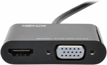 DisplayPort to VGA/HDMI All-in-One Converter Adapter, 6 Inch, 4K 30 Hz