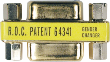 Compact Gold DB9 Female to Female Gender Changer, Low Profile (< 1 Inch)