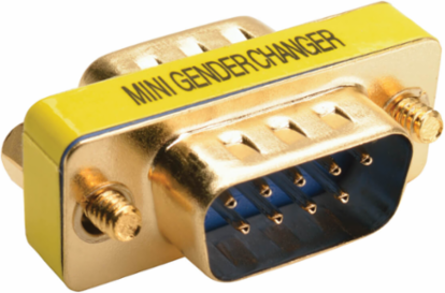 DB9 Male to Male Compact Gender Changer, Gold Plated, < 1 Inch