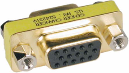 Compact Gold VGA Gender Changer HD15 F/F, Low Profile under 1 Inch