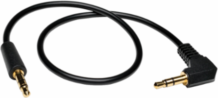 3.5mm Mini Stereo Audio Cable, 6 ft, Right Angle Connector, Gold Plated