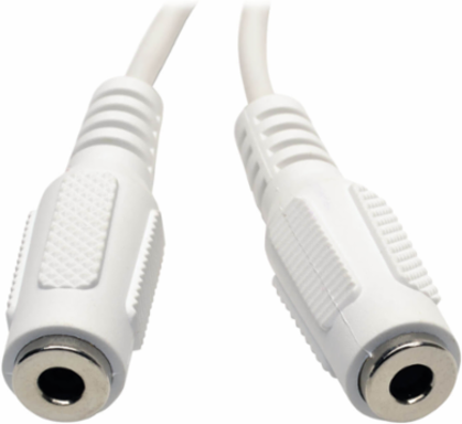 3.5mm Stereo Splitter Cable, 6 Inch Male to 2x Female, White