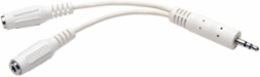 3.5mm Stereo Splitter Cable, 6 Inch Male to 2x Female, White
