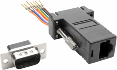 DB9 to RJ45 Modular Serial Adapter, RS-232/RS-422/RS-485, Male to Female