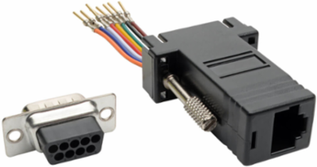 DB9 to RJ45 Modular Serial Adapter, RS-232/RS-422/RS-485, Male to Female
