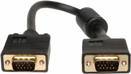 VGA Coaxial Cable, 1 Ft, HD15 Male, 2048x1536 Resolution, Gold-Plated Connectors