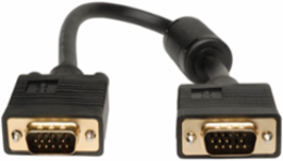 VGA Coaxial Cable, 1 Ft, HD15 Male, 2048x1536 Resolution, Gold-Plated Connectors