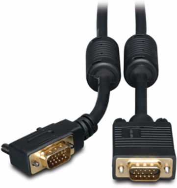 VGA Coaxial Cable 6 ft, HD15 M/M Right Angle, Supports 2048 x 1536 Resolution