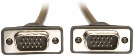 Low-Profile VGA Coaxial Cable 50 ft, HD15 M/M, Supports 2048 x 1536 Resolution
