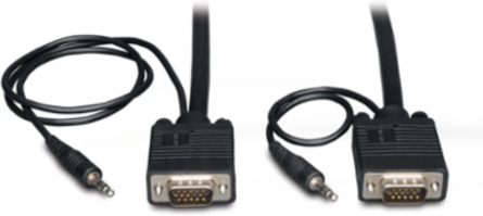 VGA Coaxial Cable with Audio, 10 Ft, HD15 & 3.5mm Connectors