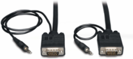 VGA Coaxial Cable with Audio, 10 Ft, HD15 & 3.5mm Connectors