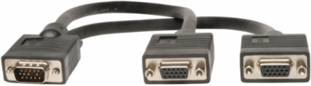 VGA Monitor Y Splitter Cable 1 ft., HD15 M/2xF, Lifetime Warranty