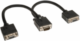 VGA Monitor Y Splitter Cable 1 ft., HD15 M/2xF, Lifetime Warranty