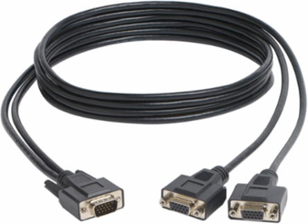 6 Ft. High Resolution VGA Y Splitter Cable HD15 M to 2x HD15 F, Lifetime Warranty