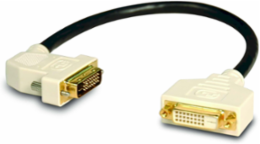 DVI Dual Link Extension Adapter Cable 1 Ft, 45 Degree Left Plug, Male/Female