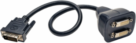 DVI Y Splitter Cable 1 ft, DVI-D Male to 2 DVI-D Female, Supports 1920x1080