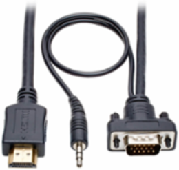 HDMI to VGA + Audio Active Converter Cable, 3 ft., Supports 1920 x 1200 @ 60 Hz